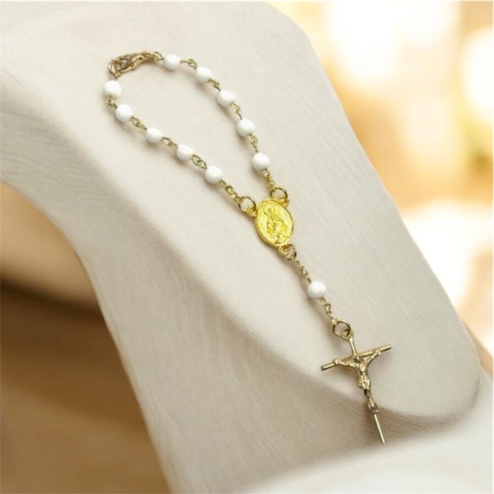 Handmade Car Rearview Mirror Hanging Rosary Christian Religious Prayer Beads